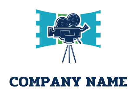 Media logo movie camera on tripod