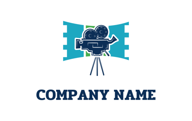 movie camera on tripod logo creator