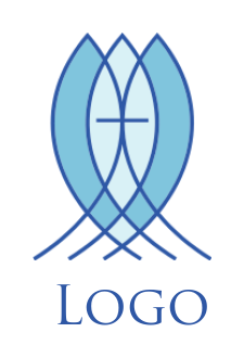 spirituality logo template multiple ichthus symbol with cross - logodesign.net