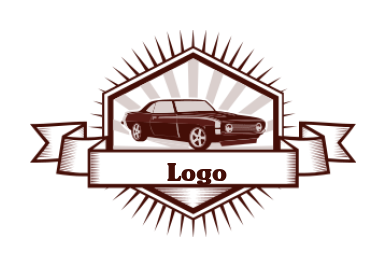 auto logo muscle car in the emblem with sun rays