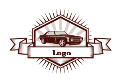 auto logo muscle car in the emblem with sun rays