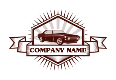 auto logo muscle car in the emblem with sun rays