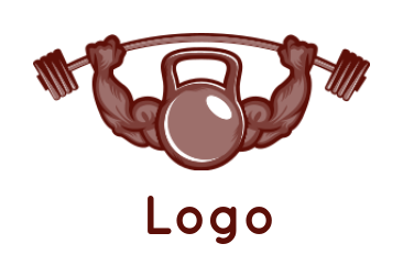 create a fitness logo muscular arms with dumb bells - logodesign.net