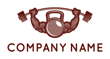 create a fitness logo muscular arms with dumb bells - logodesign.net