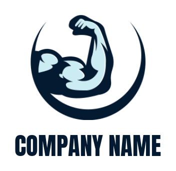 make a gym logo muscular bicep with swoosh