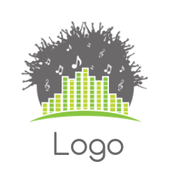 music logo music front circle music notes crowd