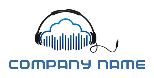 music beats cloud with headphones logo icon