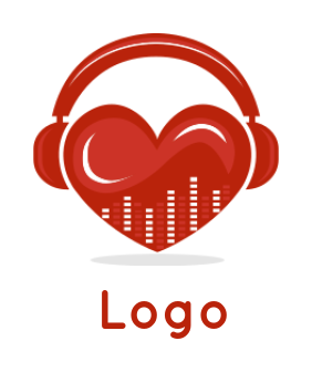 make a music logo music beats in heart and headphone - logodesign.net