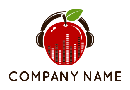 design a music logo music equalizer bars inside apple with headphone