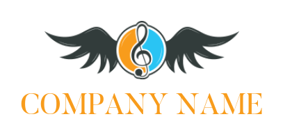 music note in circle with wings logo template
