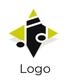music logo online music note in four pointed star 