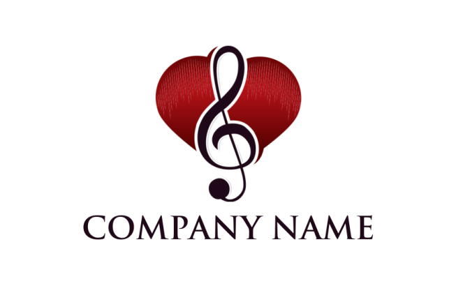 music note inside heart logo icon