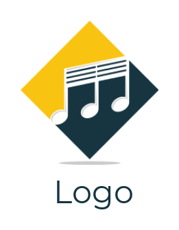 design a music logo music note inside rhombus shape 