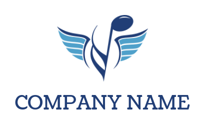 Music logo music note with wings