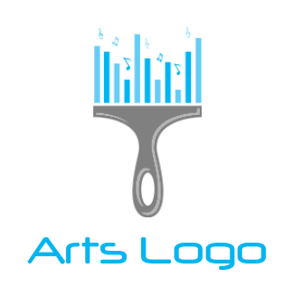 music logo of music notes bars on paint brush