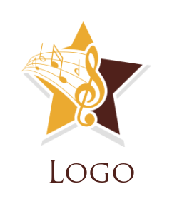 music logo of music notes come out in the star
