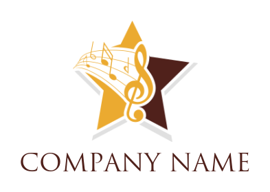 music notes come out in the star logo design