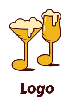 music notes shaped champagne and martini glass
