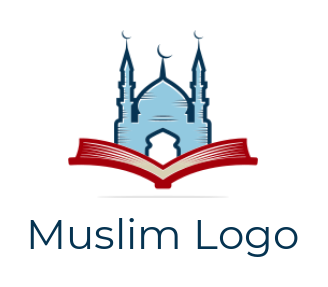 religious logo mosque crescent above open book