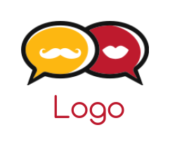 matchmaking logo template mustache and lip in speech bubble 