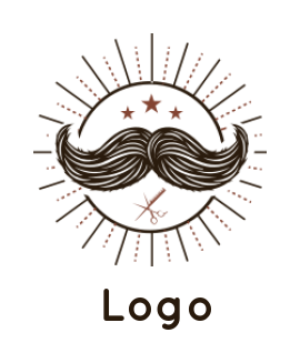 beauty logo maker mustache in front of circle and sunshine - logodesign.net