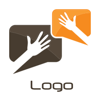 communication logo of hands with speech bubble