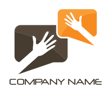 communication logo icon negative space hands with speech bubble 