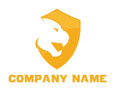 animal logo maker negative space tiger in shield - logodesign.net