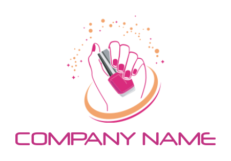 beauty logo hand holding nail polish bottle