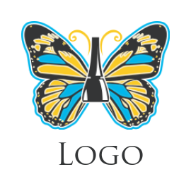 beauty logo nail polish bottle forming butterfly