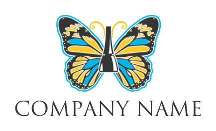 beauty logo nail polish bottle forming butterfly