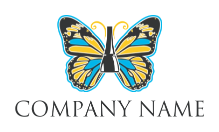 beauty logo nail polish bottle forming butterfly