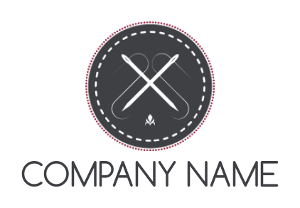 apparel logo needle inside circle with stitches