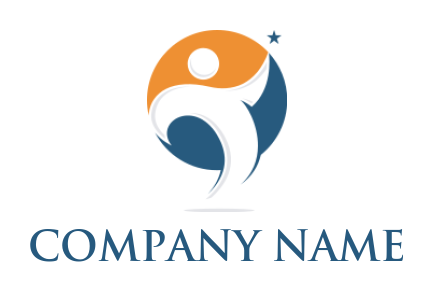 HR logo negative space abstract person with star