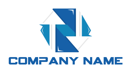 trader logo negative space arrows in hexagon