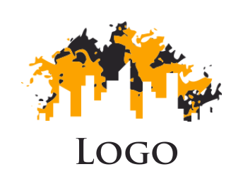 Arts logo buildings against splashes