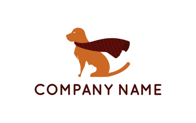 pet logo icon negative space cat in dog with cape - logodesign.net