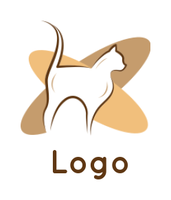 create an animal logo negative space cat in ellipses - logodesign.net