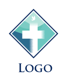 generate a religious logo cross in rhombus