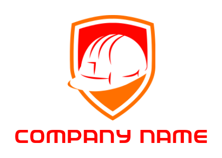 negative space construction helmet in shield for handyman logo