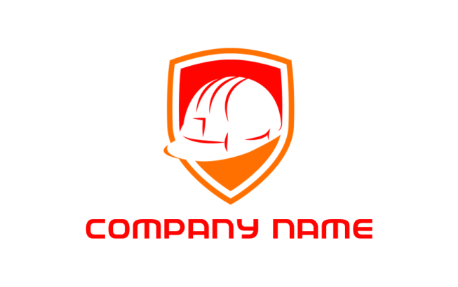 negative space construction helmet in shield for handyman logo