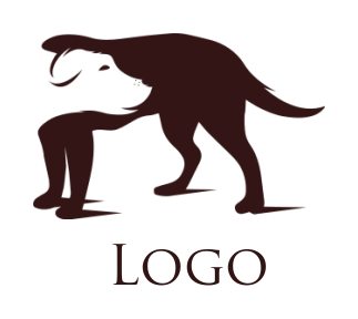 generate a pet logo with a negative space dog