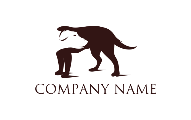 generate a pet logo with a negative space dog