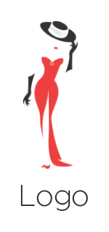 fashion logo of female with hat in long dress