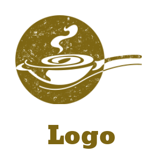create a restaurant logo negative space fry pan inside circle 