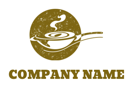 create a restaurant logo negative space fry pan inside circle 