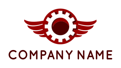 auto logo negative space gear with wings 