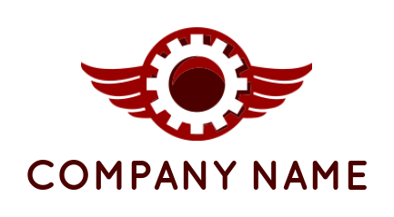 design an auto mechanic logo negative space gear in circle with wings 