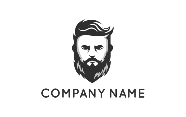 beauty logo icon negative space hipster guy