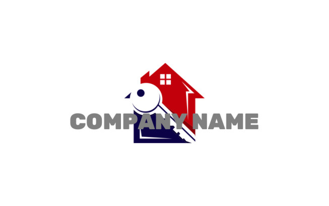 negative space key with house for a construction logo design